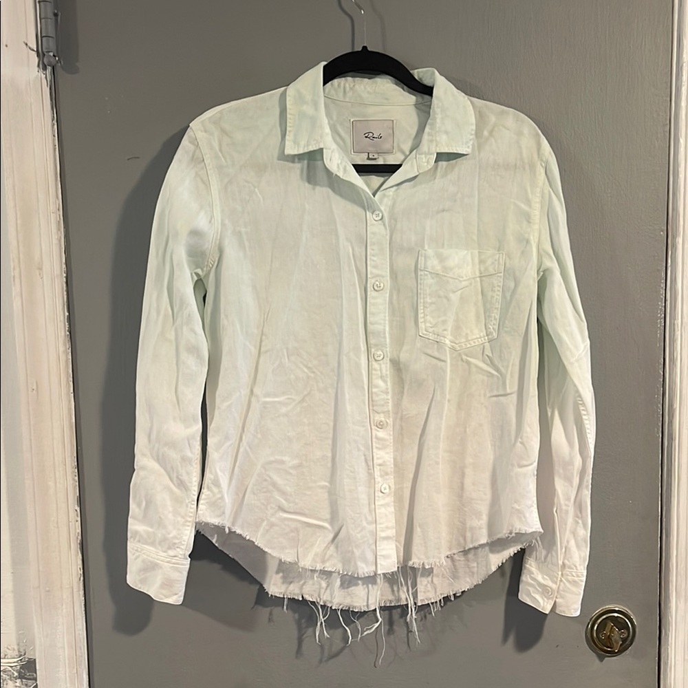 RAILS Ellis DipDye Button Down Shirt Mint White Size XS